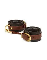 MENOTTES EN CUIR - NOIR, MARRON ET OR