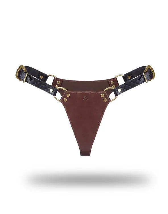 CULOTTE EN CUIR - NOIR, MARRON & OR