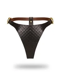 STRING EN CUIR - NOIR, MARRON & OR