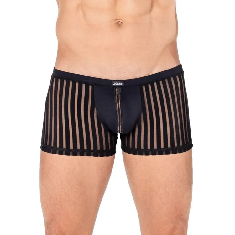 BOXER NOIR RAYE TRANSPARENT L