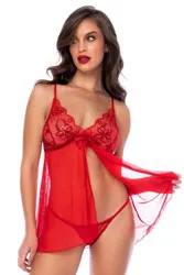 NUISETTE OUVERTE ET STRING ROUGE L/XL