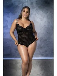 Body Dentelle Noir, Rayé En Dentelle