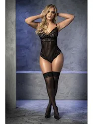Body Dentelle Noir, Rayé En Dentelle L