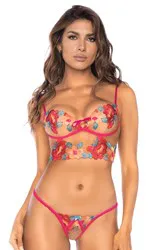 Ensemble 2 pcs brodé bustier et string 3